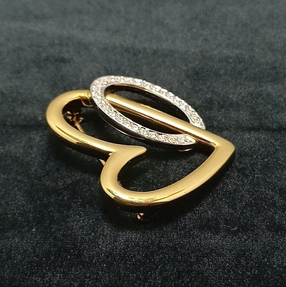 Keyes brooch golden heart with white strass - Picture 4 of 5